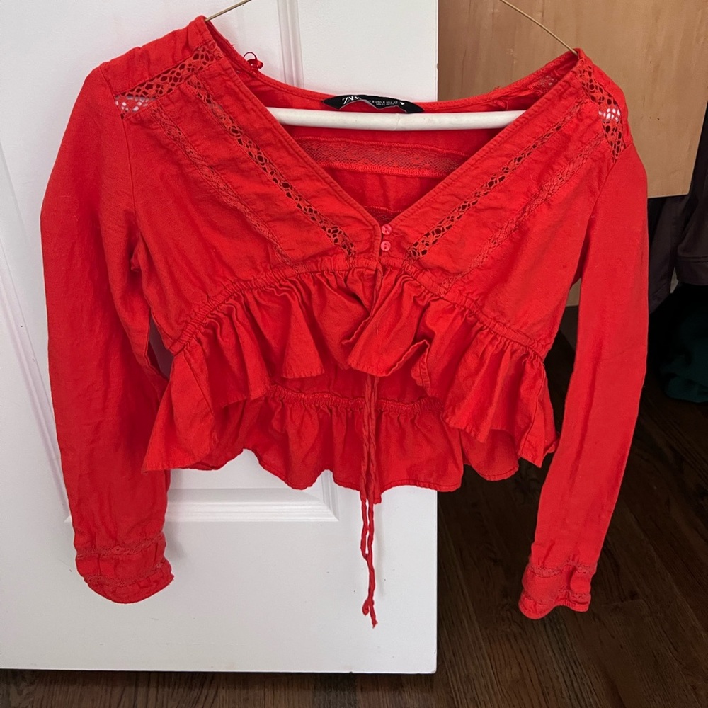 Zara Red Tie Top